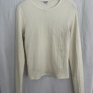 Old Navy Off-White Textured Long Sleeve Tee